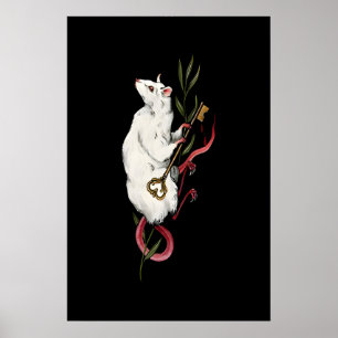 Weiße Ratten-Illustration Gothic - Giclee-Druck vo Poster