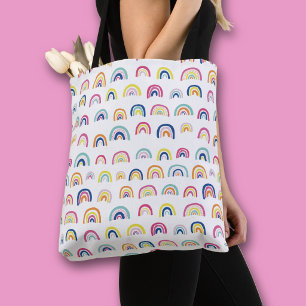 Weiße Regenbogen-Muster in vielen Farben Tasche