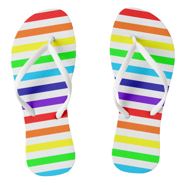 Weiße Regenbogenstreifen Flip Flops (Fußbett)