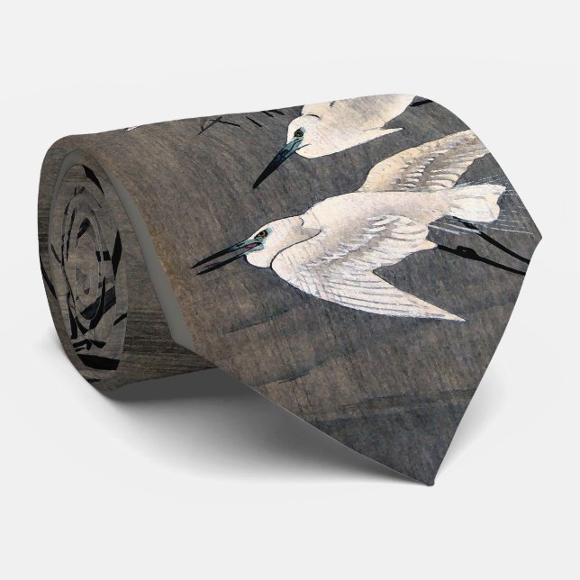 Weiße Reiher-Reiher-Bambusvogel-asiatische Krawatte (Gerollt)