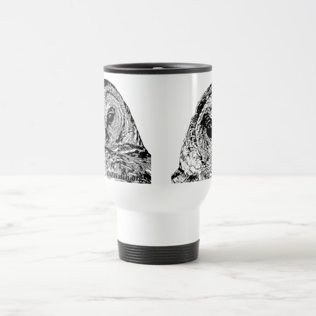 Weiße Reise-Tasse - zwei Eulen-Bilder Reisebecher (Mittel)
