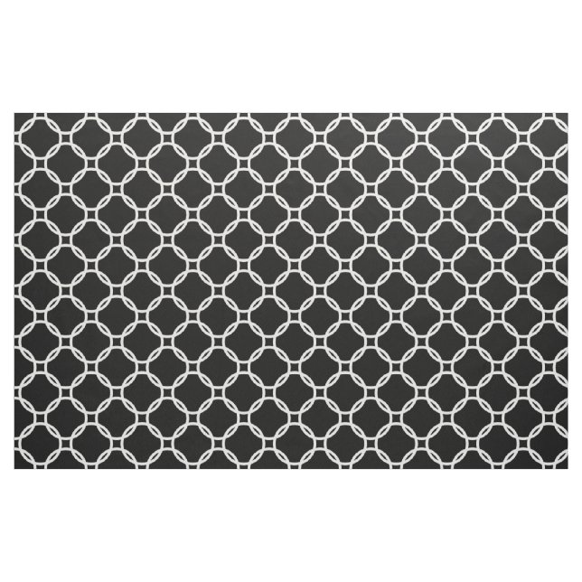 Weiße Retro-Chic moderne Kreise Muster auf Schwarz Stoff (Fat Quarter (45,7 x 55,9 cm))