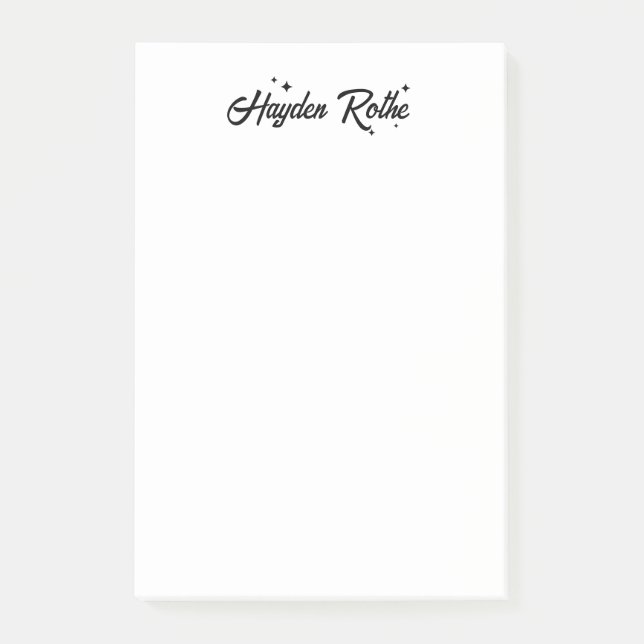 Weiße Retro-Kalligrafie Post-it Klebezettel (Vorderseite)