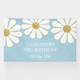Weiße Retro Moderne Daisy Blume Maßgeschneidert Ge Banner