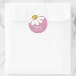 Weiße Retro Moderne Daisy Blume Maßgeschneidert Ge Runder Aufkleber