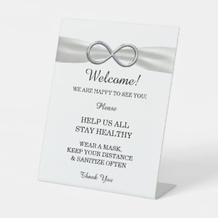 Weiße Ribbon Silber Unendlichkeit Hochzeitssicherh Sockelschild