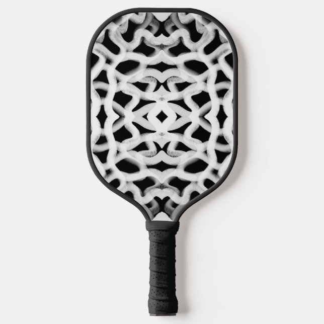 Weiße Rohrleitung auf schwarz Pickleball Schläger (Vorderseite)
