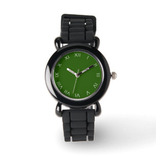 Weiße römische Zahlen auf grünem Wett Armbanduhr