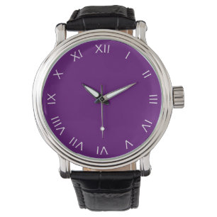 Weiße römische Zahlen auf Lila Mens Armbanduhr