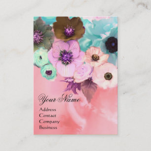 WEIßE ROSA BLAUGRÜNE ROSEN UND ANEMONE BLUMEN MONO VISITENKARTE