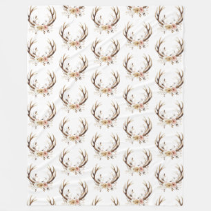 Weiße Rosa Blumenrinde Antler Fleecedecke