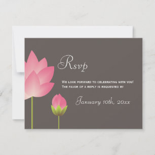 Weiße rosa Lotosblüten Hochzeits-RSVP-Antwort RSVP Karte
