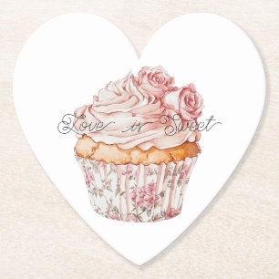 Weiße rosa Rosen Blumen Cupcake Brautparty Untersetzer