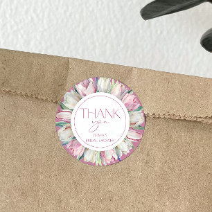Weiße rosa Tulpen Brautparty Danke Runder Aufkleber