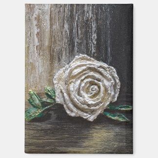 Weiße Rose Acrylmalerei Magnet