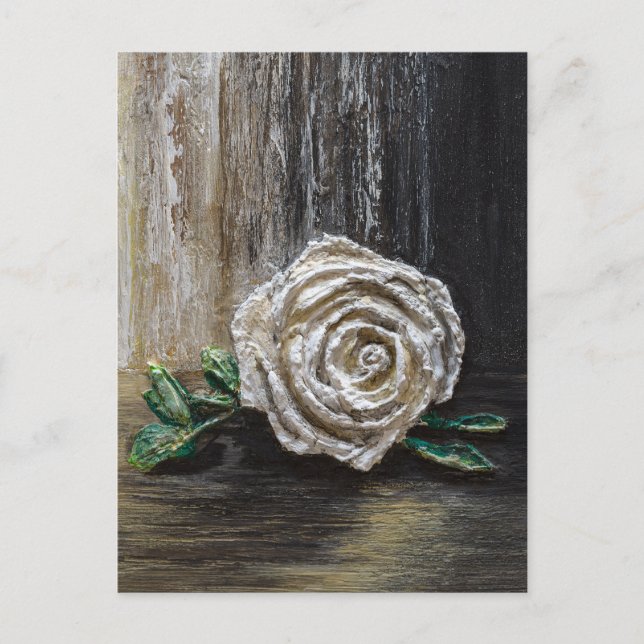Weiße Rose Acrylmalerei  Postkarte (Vorderseite)