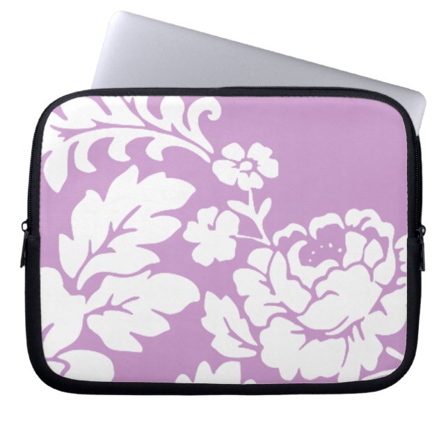 Weiße Rose, anpassbare Hintergrundfarbe Laptopschutzhülle (Vorderseite)