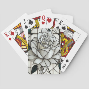 Weiße Rose aus Hartglas Spielkarten