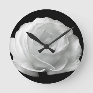 Weiße Rose blüht Blumen-Garten-FriedensLiebe-Kunst Runde Wanduhr