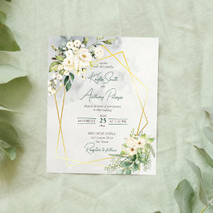 Weiße Rose Blumen Hochzeit einladen
