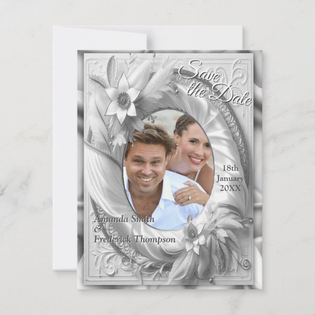 Weiße Rose, Champagnerseide und Schmetterlinge Ankündigung (Vorderseite)