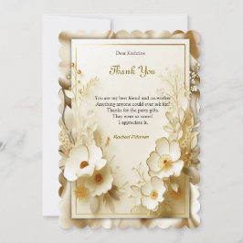 Weiße Rose, Champagnerseide und Schmetterlinge Dankeskarte