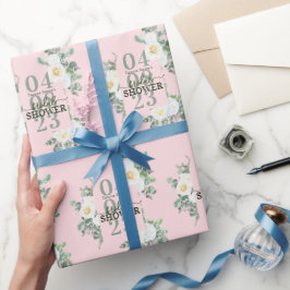 Weiße Rose Eukalyptus Pink Geschenkpapier