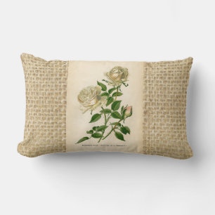 Weiße Rose Florale Botanische Jute-Tasche Vintage Lendenkissen