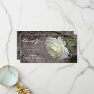 Weiße Rose Foto florale Beileidsbekundung Dankeskarte