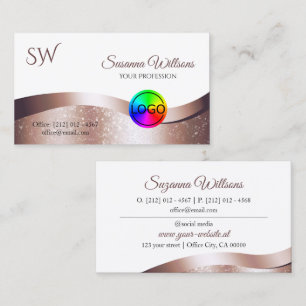 Weiße Rose Gold-Decke mit Logo und Monogramm Visitenkarte