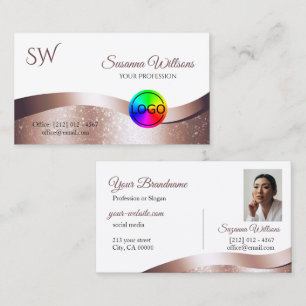 Weiße Rose Gold Decoder Logomonogramm und Foto Visitenkarte