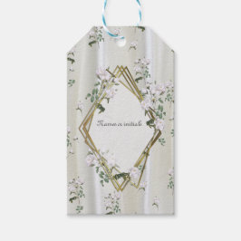 Weiße Rose in Aquarellfarben auf Champagnerseide Geschenkanhänger