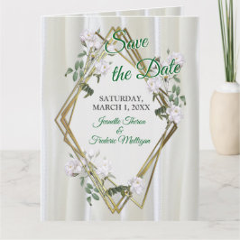 Weiße Rose in Aquarellfarben auf Champagnerseide Karte