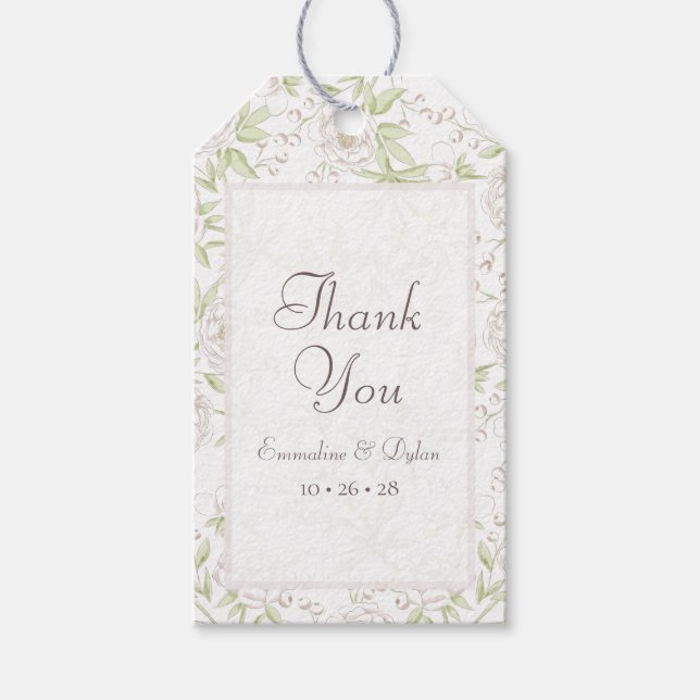Weiße Rose Klassische Hochzeit Geschenkanhänger (Vorderseite)