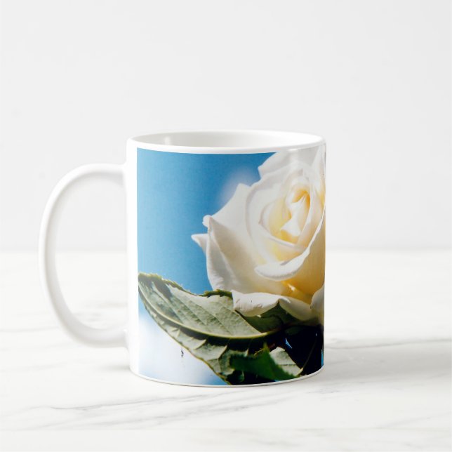 Weiße Rose - Leben feiern Kaffeetasse (Links)