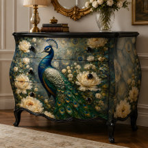 Weiße Rose Pfau-Decoupage
