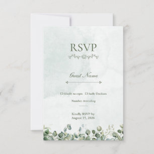 Weiße Rose & Salbeigrüne RSVP-Antwortkarte RSVP Karte