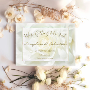 Weiße Rose und Gold Wir werden heiraten Save The Date