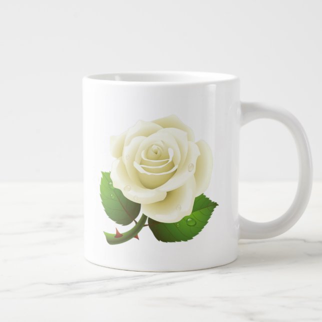Weiße Rose von Austin Jumbo-Tasse (Rechts)