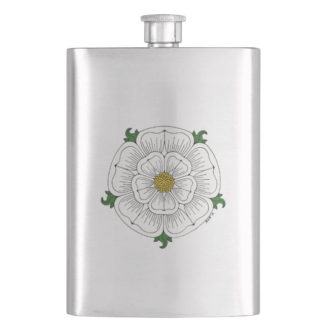 Weiße Rose von York Flachmann (Vorderseite)