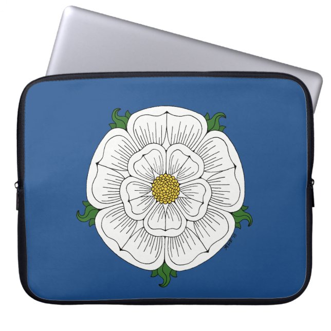 Weiße Rose von York Laptopschutzhülle (Vorderseite)