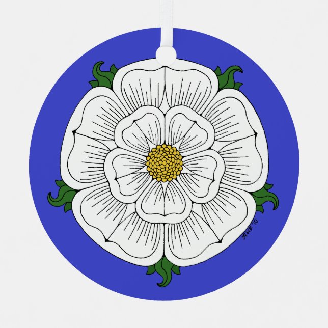 Weiße Rose von York Ornament Aus Metall (Vorderseite)