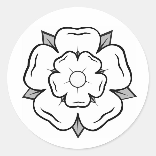 Weiße Rose von York Runder Aufkleber (Vorderseite)