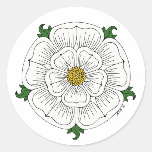 Weiße Rose von York Runder Aufkleber