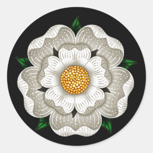 Weiße Rose von York Runder Aufkleber