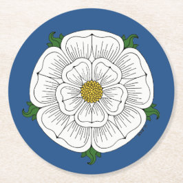 Weiße Rose von York Runder Pappuntersetzer