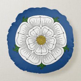 Weiße Rose von York Rundes Kissen