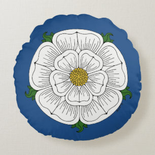 Weiße Rose von York Rundes Kissen