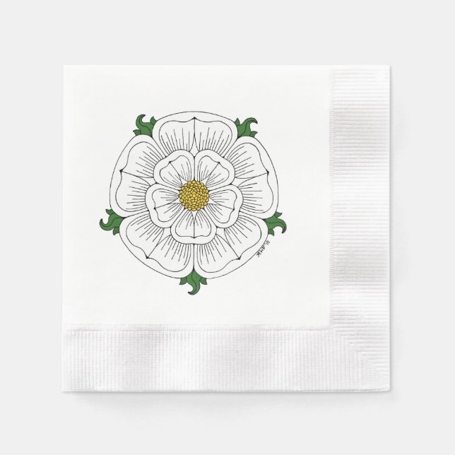 Weiße Rose von York Serviette (Vorderseite)