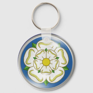 Weiße Rose von Yorkshire-Flagge Schlüsselanhänger